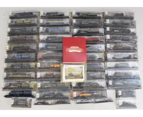 Forty one Amercom Great British Locomotives model trains, the majority in original sealed boxes, together with accompanying m