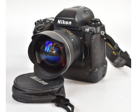 Nikon F5 35mm SLR camera, serial number 3202651, with AF Nikkor 14mm 1:2.8 D ED RF aspherical&nbsp; fish eye lens, with soft 