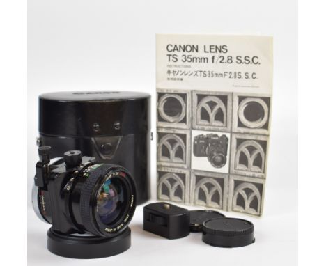 Canon TS 35mm f2.8 S.S.C. 35mm SLR shift camera lens, with lens caps, BW-58 hood, tripod mount and instruction manual, in ori