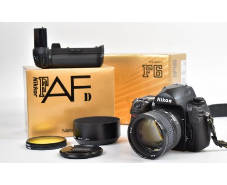 Nikon F6 35mm SLR camera, serial number 7666, with AF Nikkor 85mm 1:1.4 D lens, serial number 224646, withY48 filter, HN-31 h