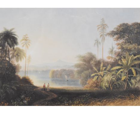 After Copley Fielding 'View in the Island of Ceylon from the residence of Sir Alexander Johnston', engraved by R. G Reeve, pu