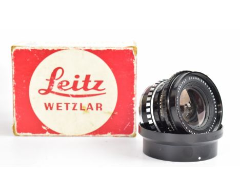 Leitz Leicaflex Schneider-Kreuznach PA-Curtagon or Cuptagon R-Mount 1:4/35 camera lens serial number 2491782, with hood, in o