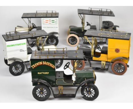 Five pressed steel Limited Edition of Ipswich England Vintage Model Cars, length 28cm
