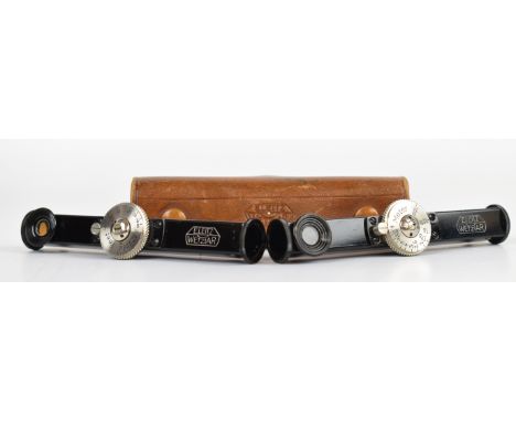 Two Leitz long base rangefinders to suit Leica or similar camera, one in original leather case