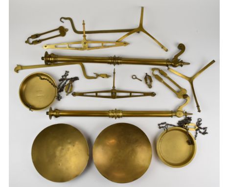 Banking or similar brass scale or balance parts comprising two columns, two beams and two pairs of pans, height of tallest pa