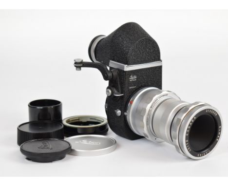 Leitz Visoflex II to suit Leica M camera, with OTXBO magnifier, OTZFO and OTRPO adaptors and Leitz Canada Elmar 1:3.5/65 lens