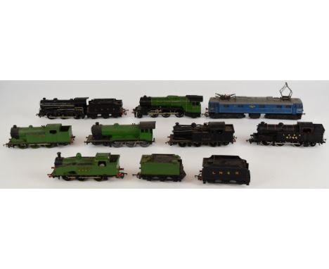 Eight Hornby, Tri-Ang and Mainline 00 gauge model railway locomotives to include British Railways and LNER liveries.