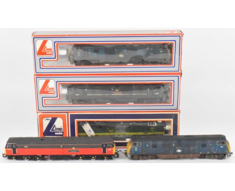 Five Lima 00 gauge model railway diesel locomotives, three in original boxes.