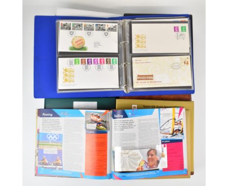 A collection of GB presentation packs and first day covers in albums and folders including a 2012 London Olympics collection 