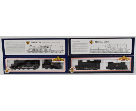 Two Bachmann Branch-Line 00 gauge model railway locomotives comprising BR 93XX Class Mogul 31-802 and BR Class 4-6-0 Standard
