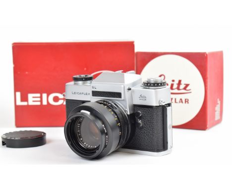 Leica Leicaflex SL 35mm SLR camera, serial number 1221820, circa 1968, with Leitz Summicron-R 1:2/50 lens, serial number 2303