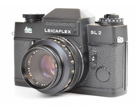 Leica Leicaflex SL2 35mm SLR camera, serial number 1423758, circa 1975, with Leitz Summicron-R 1:2/50 lens, serial number 271
