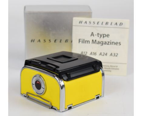 Hasselblad yellow A12 film back with SH date code, in A12 box with instructions