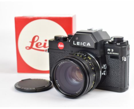 Leica R3 electronic&nbsp;SLR camera, serial number 1452213, Portuguese made circa 1979,&nbsp;with Leitz Summicron-R 1:2/50 le