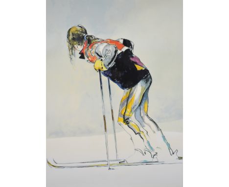 Donald Hamilton Fraser R.A. (1929-2009) Skier Resting colour print numbered 135 of an&nbsp;edition of 250, signed in pencil l