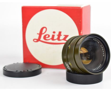 Leitz Summicron-R R mount 1:2/50mm lens, serial number 2925146, circa 1978, in safari green finish, with 13373 filter and len