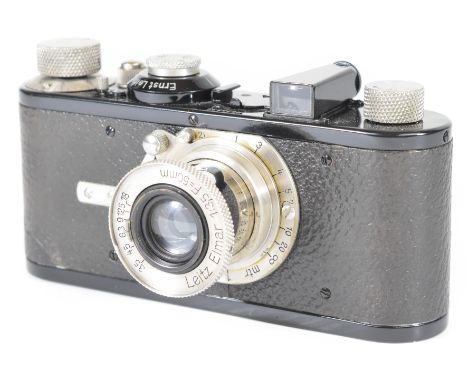 Leica I 35mm camera with black body, serial number 23835, circa 1930, with Leitz Elmar 1:3.5 f=50mm lens