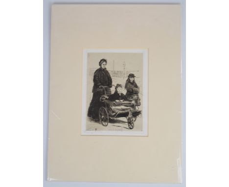 Sir John Everett Millais Bt PRA, (1829-1896 Pre-Raphaelite painter) original etching 'Going to the Park' (1872) for the Art-U