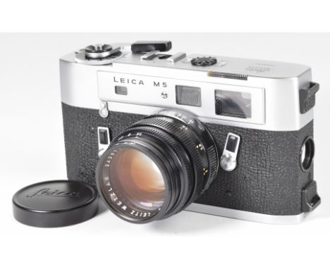 Leica M5 35mm rangefinder camera with chrome body, serial number 1292705, circa 1971/72, with Leitz Summilux 1:1.4/50 lens, s