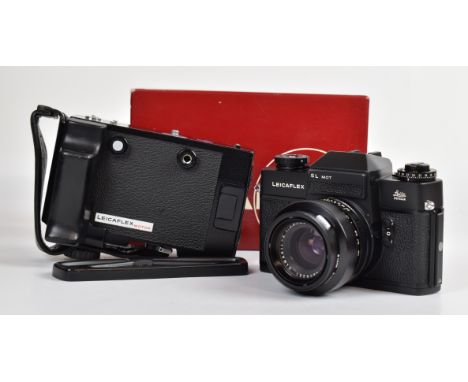 Leica Leicaflex SL MOT 35mm SLR camera , serial number 1344488, circa 1973, with motor unit, serial number 4015 and Elmarit-R