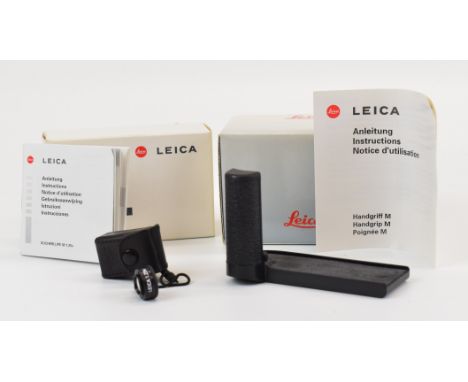 Leica 14405 handgrip M and 12004 viewfinder magnifier, both in original boxes