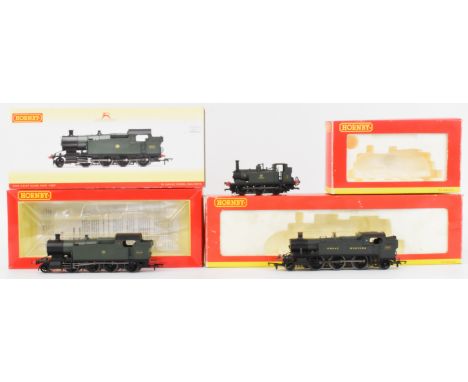 Three Hornby GWR 00 gauge model railway locomotives comprising Terrier Class AIX Portishead 0-6-0 R2679, Class 42XX 2-8-0T R3