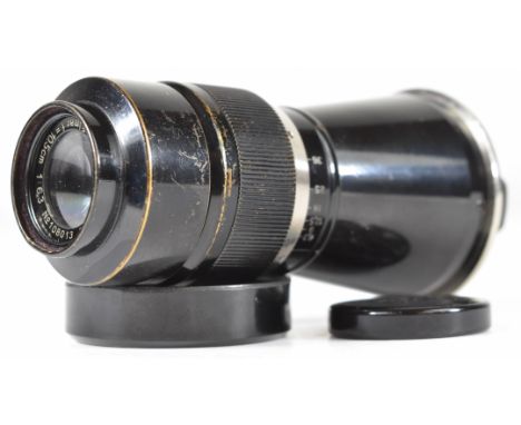 Leitz Mountain Elmar screw mount f=10.5cm 1:6.3 camera lens, serial number 108013, circa 1931, with Leica lens cap