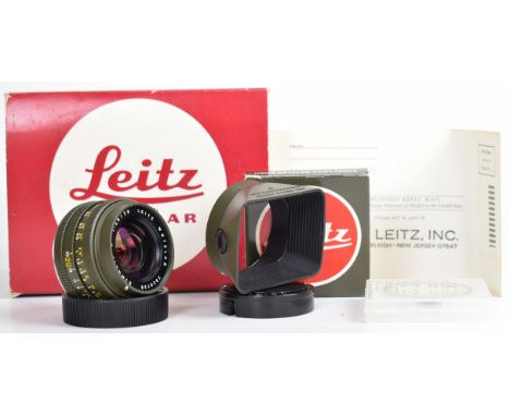 Leitz Elmarit-R R mount 1:2.8/28mm lens, serial number 2920739, circa 1978, in safari green finish, with boxed 13009 filter, 