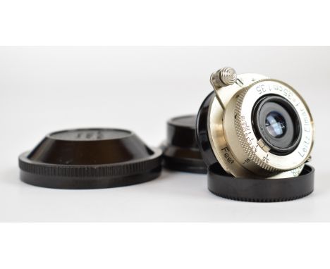 Leitz Elmar f=3.5cm 1:3.5 screw mount camera lens, serial number 160880, circa 1933, with front and rear caps and original ca