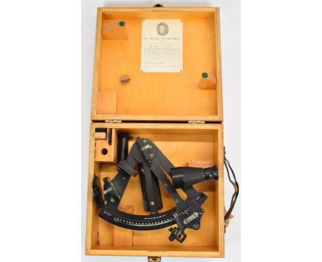 Heath Navigational Ltd, London MC1 sextant, with certificate dated 1966 to inside of case, width of case 31cm