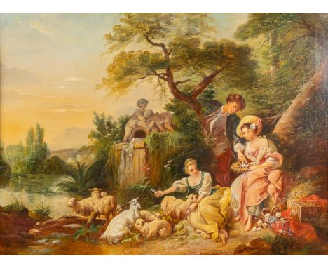 In the stye of Franois BOUCHER (1703-1770) 'The Nest / The Berger Present', a painting, oil on canvas. The first half of the 