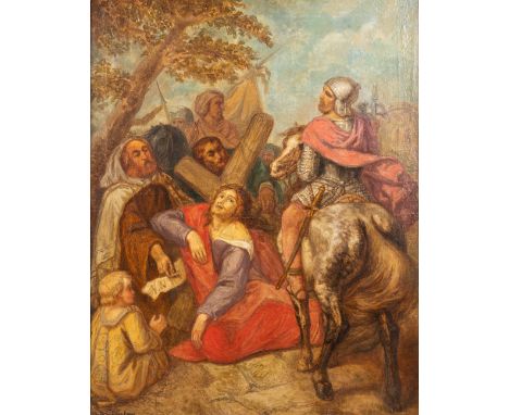 ThŽodor SCHAEPKENS (1810-1883) 'Jesus falling for the first time' a painting, oil on canvas.  Dimensions: (W:75 x H:95 cm)