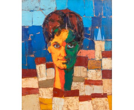 JeanŽmile OOSTERLYNCK (1915-1995) 'Cubist Portrait', oil on canvas. 1974 Dimensions: (W:48 x H:59 cm)