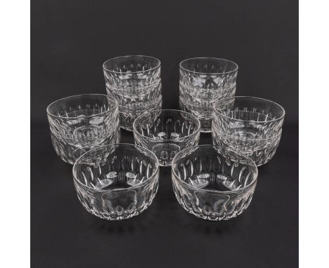 Val Saint Lambert, model 'Prince De Galles' a set of 12+1 bowls made of clear cut crystal.  All bowls in good condition, with