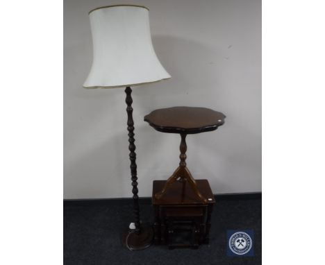 A Italian style occasional table, standard lamp with shade and nest of tables 