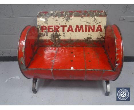 An oil drum bench 