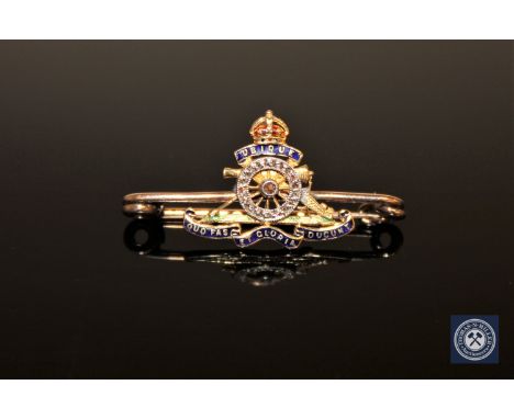 An enamel and diamond set Royal Artillery sweetheart brooch