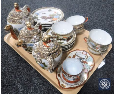 A tray of twenty-piece Japanese tea service and cup and saucer 
