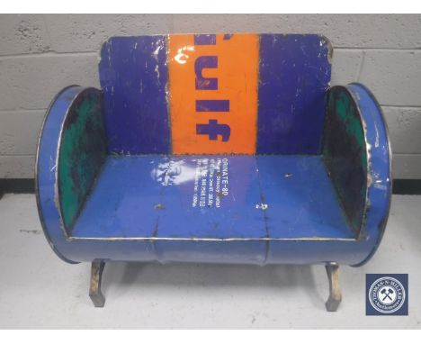 An oil drum bench 