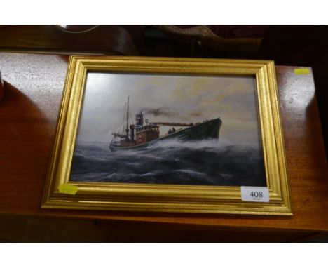 A framed print depicting a Yarmouth fishing boat 