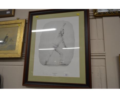 A framed and glazed limited edition print Cricketing Hero's Ian Botham, by Jack Russell