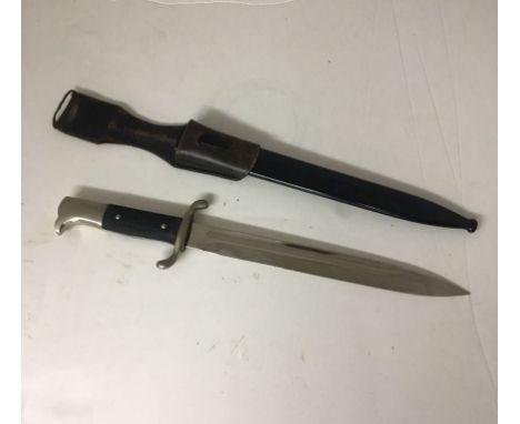 WWII German Hooked Quillon chromed Dagger and sheath by J. A. Henckels Solingen.