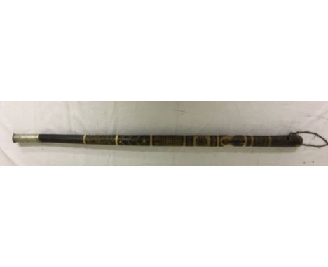 WWII German Carved wood stick with Nazi Eagle and chip carved decoration