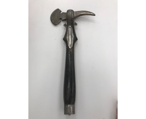 German WWII Fireman`s  Axe, with engraved soldiers and Swastika to the blade.
