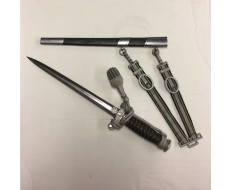 WWII German Land Customs Dagger, blade signed Alposo Solingen, with sheath, Hanger and Portepee.