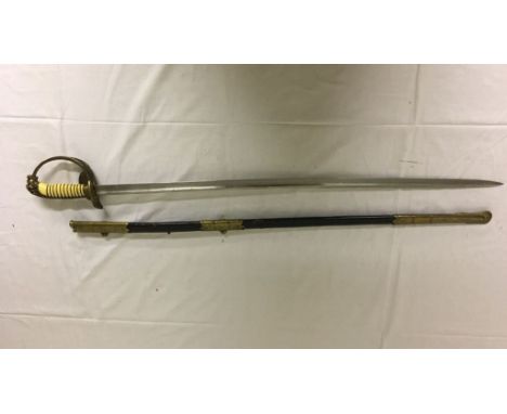 WWII German Kriegsmarine Navy sword with folding shell and locking flap.Matching numbers to Sword and Scabbard 0.836.