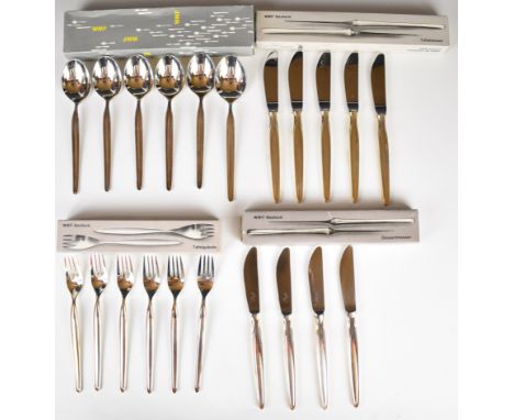 WMF Florenz pattern six place setting canteen of 800 grade silver cutlery, comprising six each of forks and spoons and nine k
