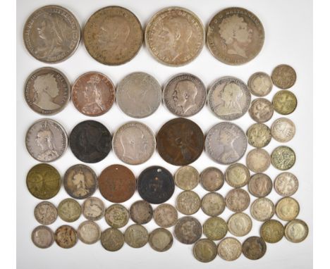 Georgian, Victorian and later pre-1920 British silver coinage to include 1819 and 1893 crowns, Edward VII and Victorian Gothi