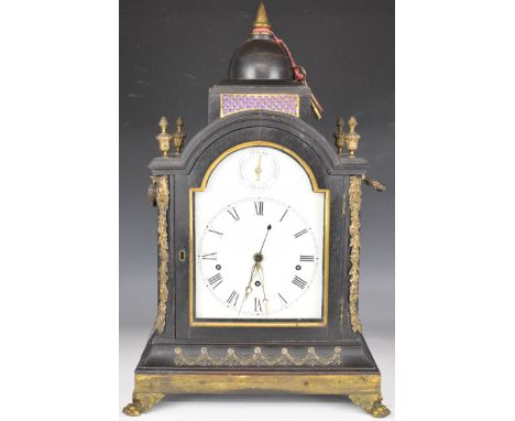 Parkinson &amp; Frodsham Georgian, William IV or early Victorian repeating triple fusee bracket clock, the white painted dial
