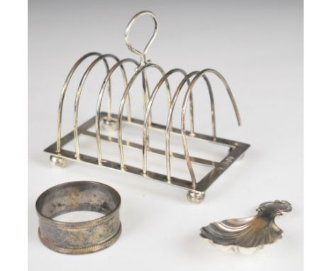 Victorian hallmarked silver items comprising seven bar toast rack, London 1892, maker&nbsp; William Hutton &amp; Sons, length